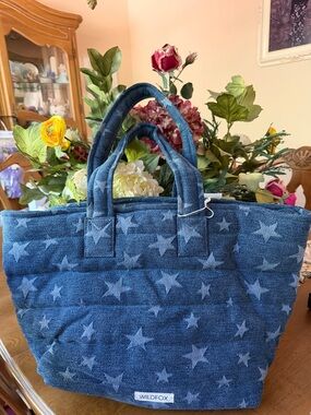 🌟 Wildfox Denim Navy Star Print Tote Bag 🌟 NWT 🌟